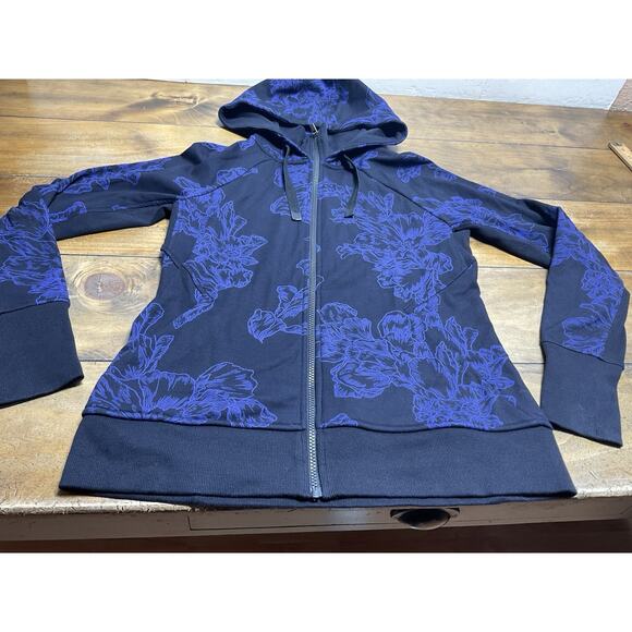 Athleta Triumph Activewear Hooded Sweatshirt Hoodie Zipper Purple/Black Size M - Picture 2 of 15